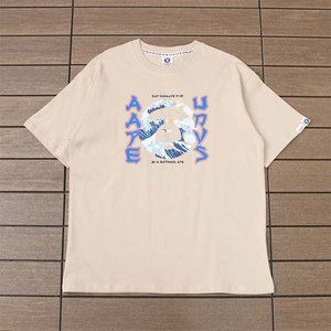 AAPE Monkey Head Wave Print Logo T-Shirt - Cream Short Sleeve